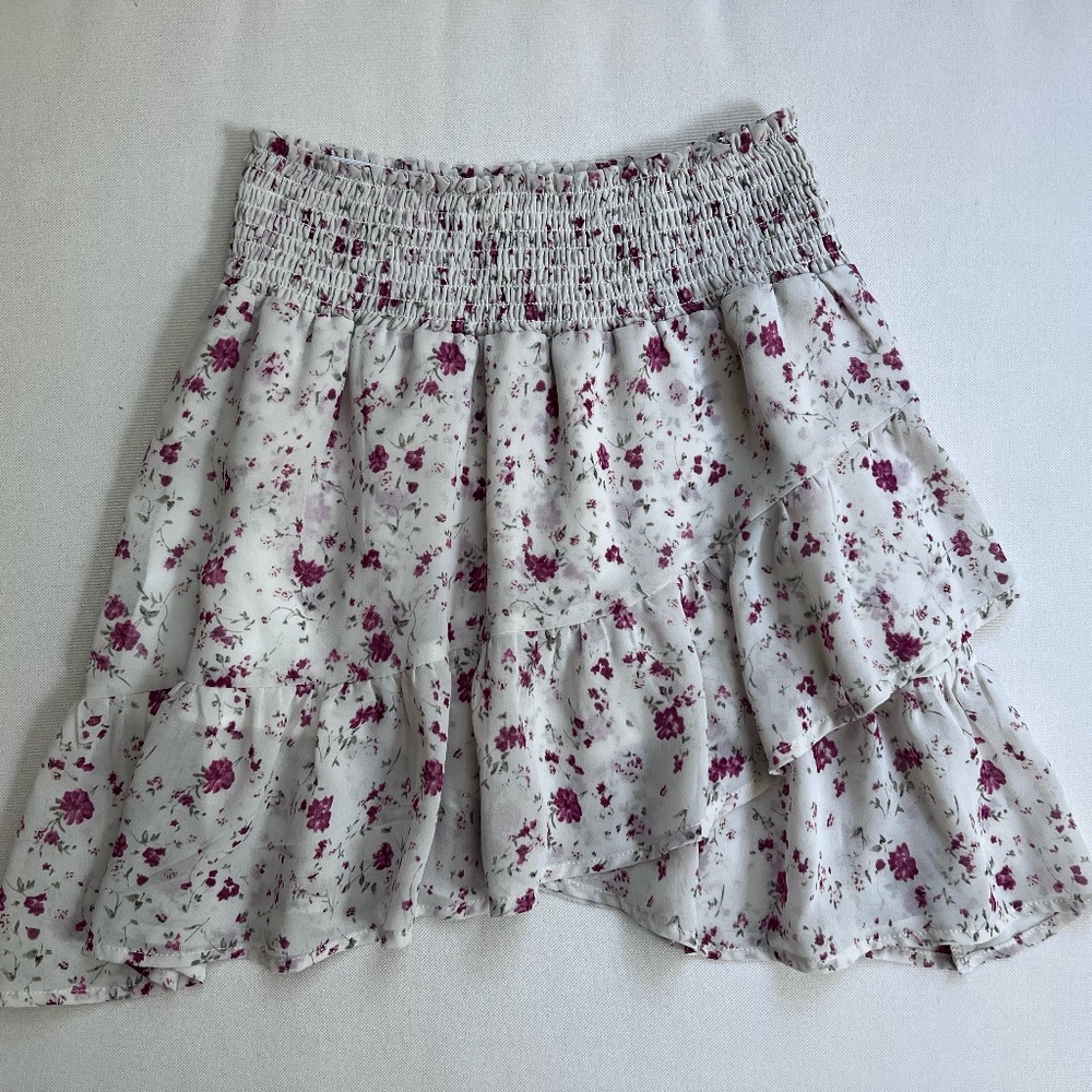 Alter'd State Floral Print Ruffle Mini Skirt XS